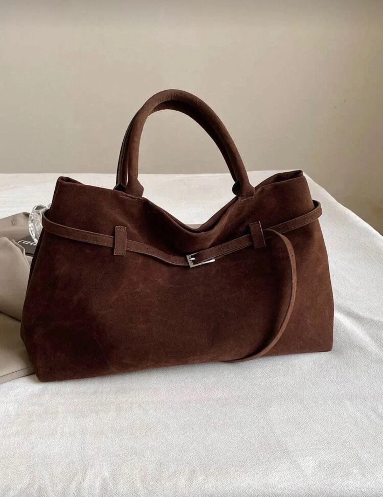 Brown Suede Hobo Tote Bag Slouchy Purse Designer Luxury Fall 2025 Trendy New