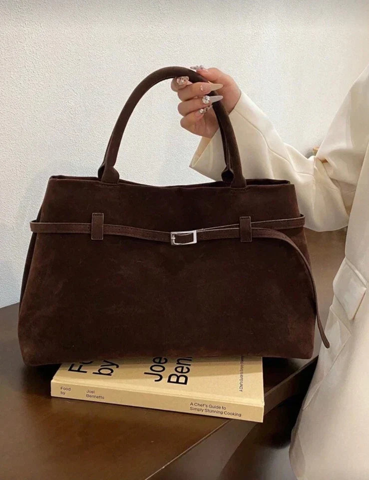 Brown Suede Hobo Tote Bag Slouchy Purse Designer Luxury Fall 2025 Trendy New