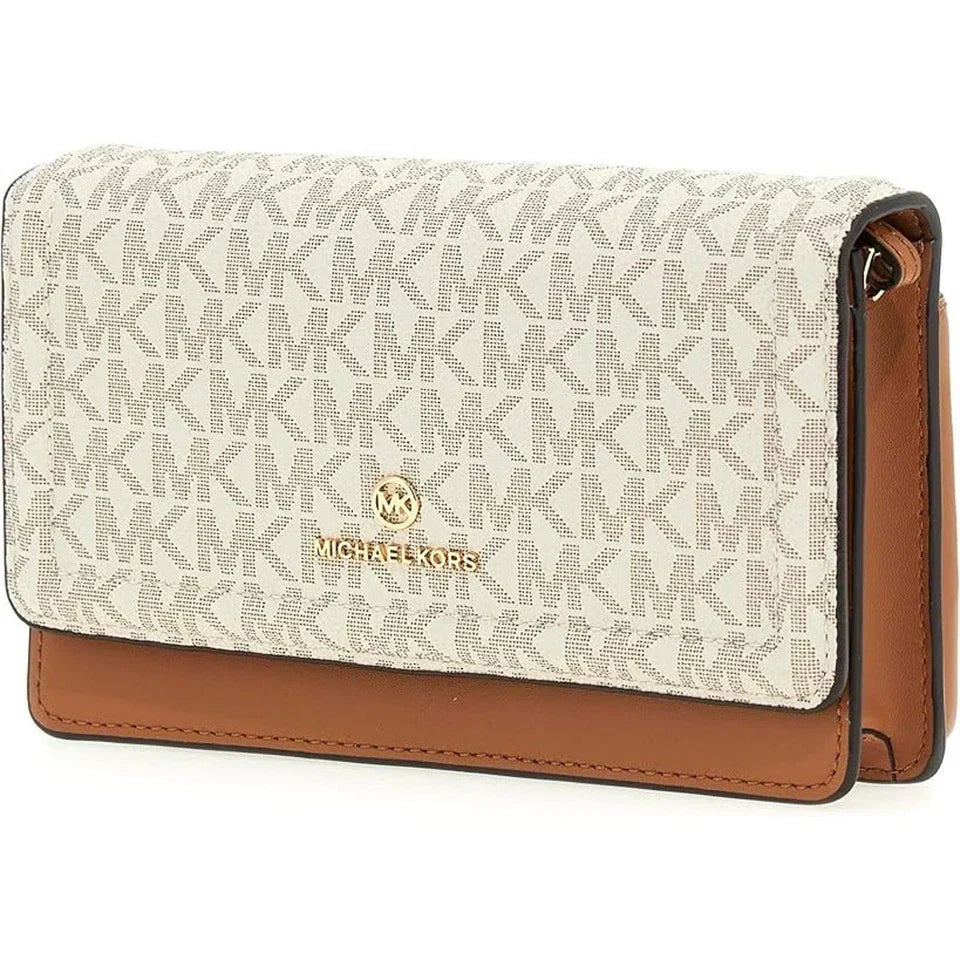 NWT Michael Kors Women Crossbody Bag-Leather- Vanilla/Acorn-OS
