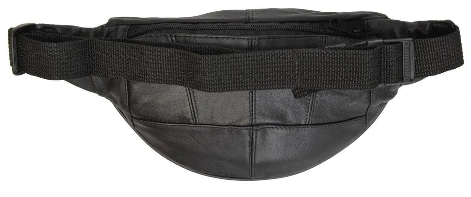 New Black Leather Waist Fanny Pack Travel Belt Bag Hip Travel Pouch 40" Waist